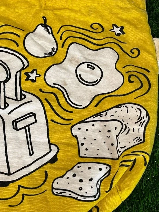 Trader Joe's Breakfast Waffle Toast Milk Jam Shopping Reusable Grocery Eco Bag - Picture 13 of 15